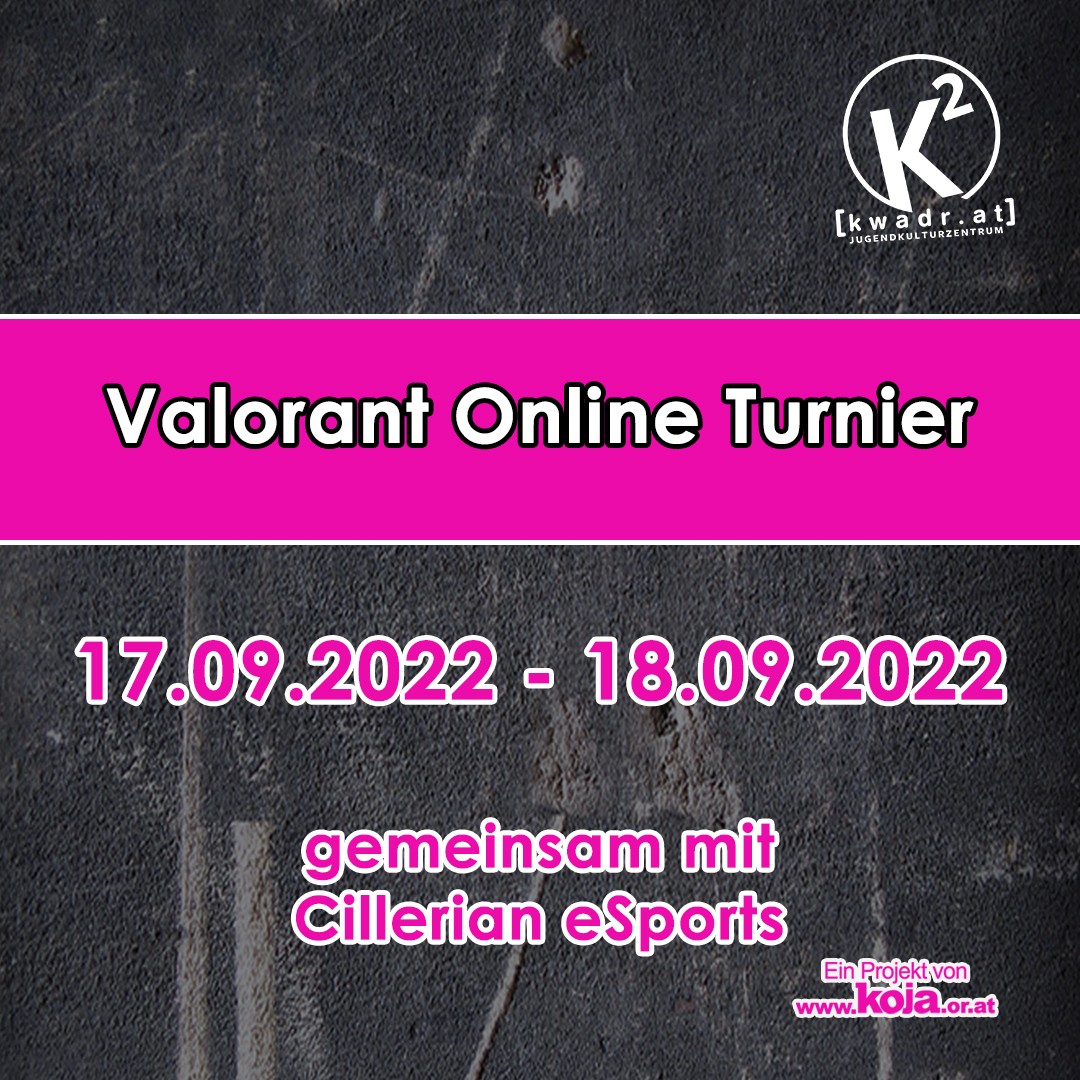 Bald wird es draußen wieder ungemütlicher 🍁 - also wird es wieder Zeit, ein wenig zu Zocken.
Gemeinsam mit Cillerian esport und dem Jugendforum Mozarthof1 organisieren wir ein Valorant-Turnier.
Also stellt euer Team auf und meldet euch an: http://cilleriantourney.de/
#esports #esportsaustria #klagenfurt #wirliebenjugendarbeit